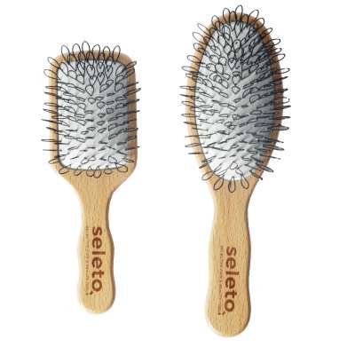 Hot sale Amazon Professional Hair Salon tools  CUSHION WOOD HALF ROUND PADDLE BRUSH