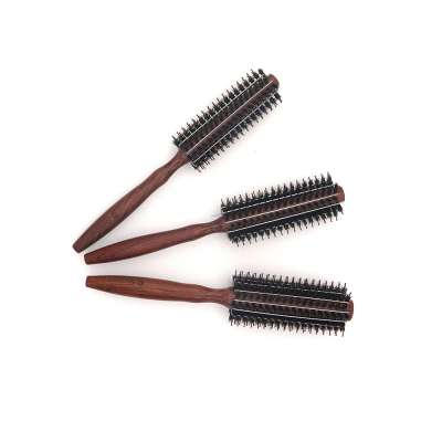 Hot sale Hair salon  Eco-friendly Steel-Tech Roll Wood Wave Handle Styling Brush COMB